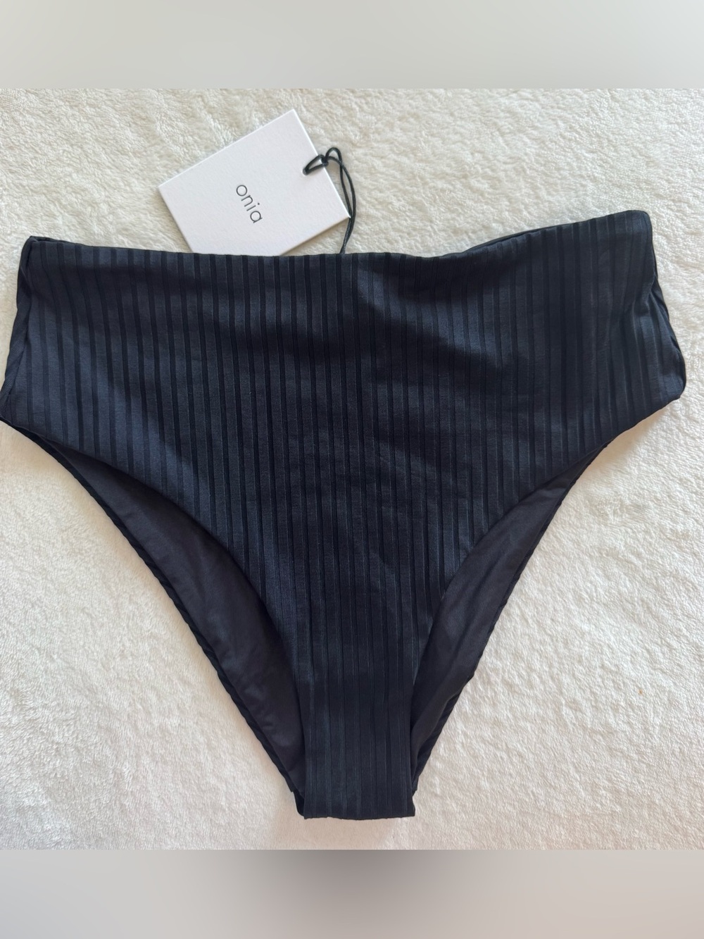 NEW Onia Women’s Sabrina Black Ribbed High-Waist Bikini Bottom Size XS